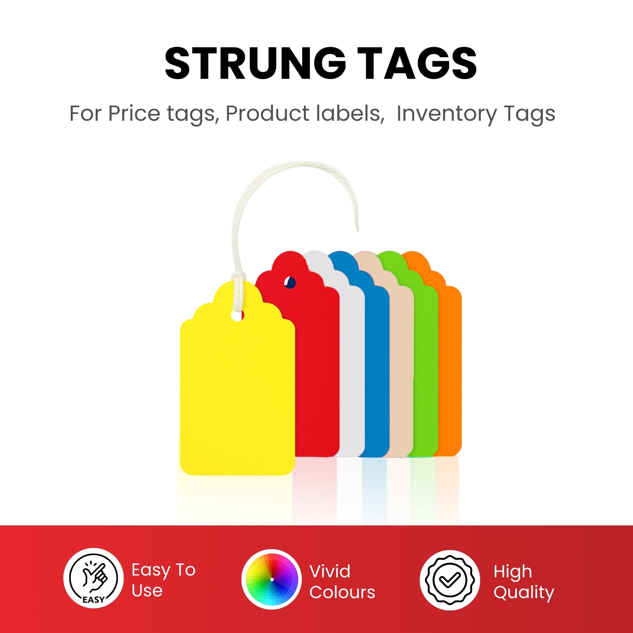 Pack of 100 Large Buff Strung Tags 36 x 53mm