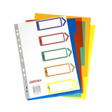 A4 5 Part Polypropylene Dividers with Reinforced Index Cover