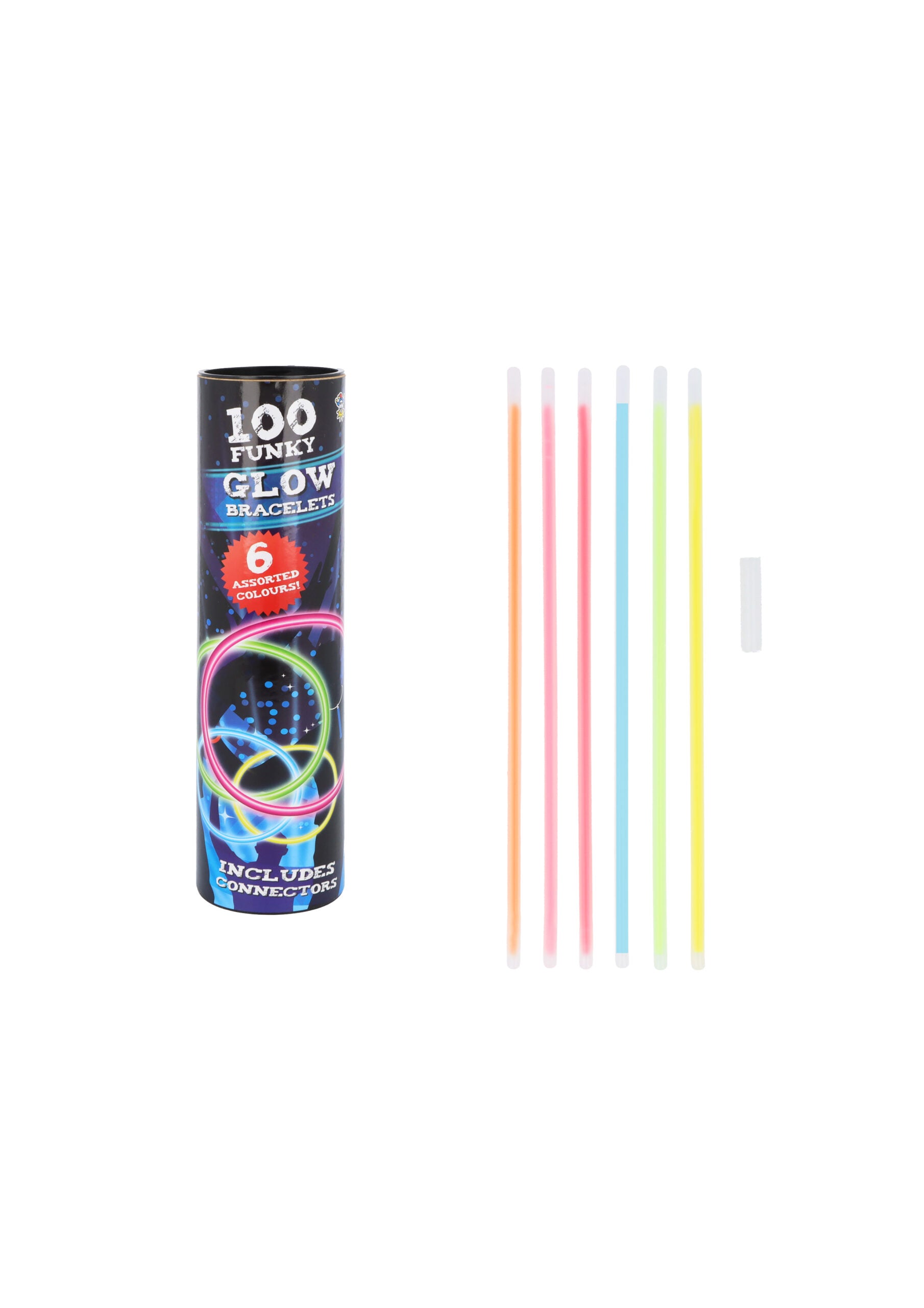 Tube of 100 Pieces Glow Bracelets with Connectors