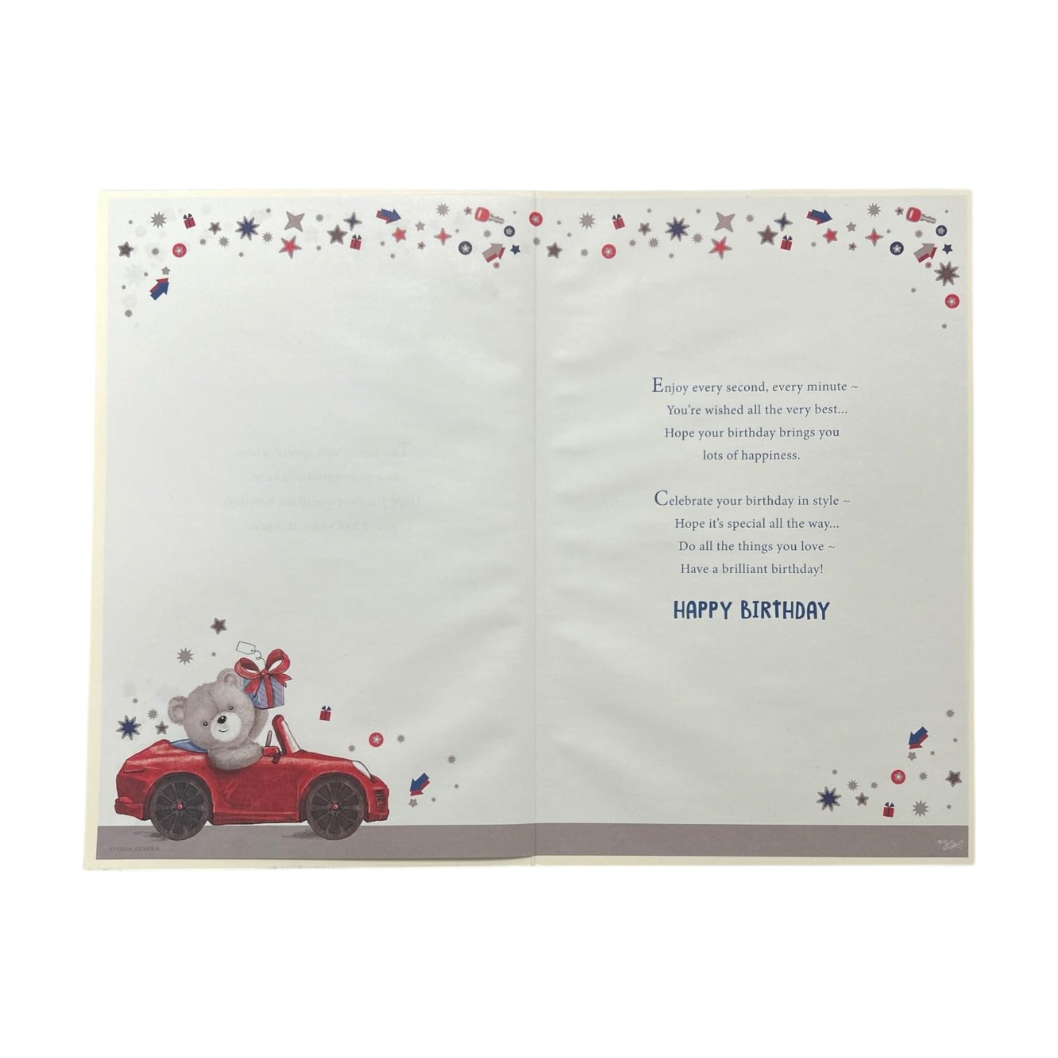 Age 21 Teddy In Red Car Design Birthday Card