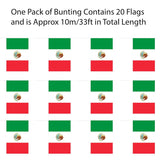 Mexico Rectangle Bunting 10m with 20 Flags