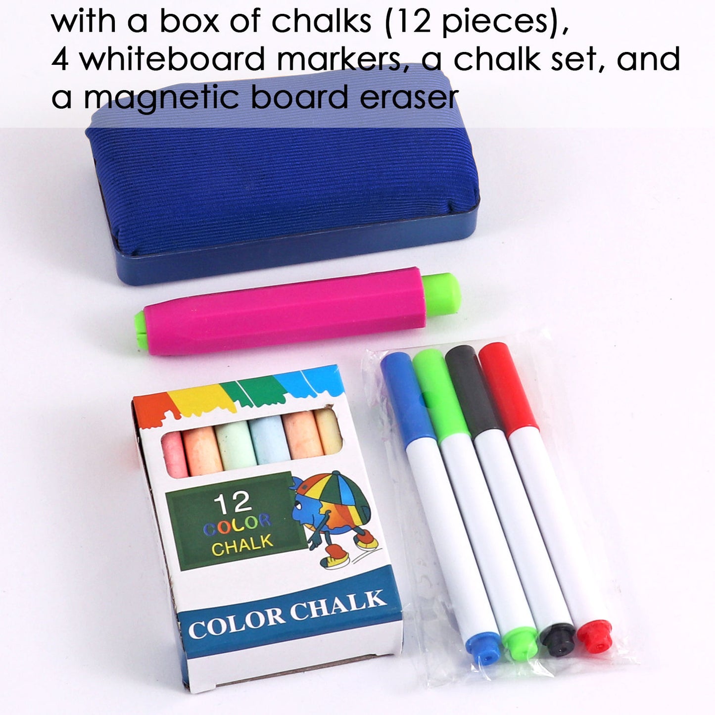 Height Adjustable and Foldable Wood Whiteboard Black Board Easel 57 x 80cm