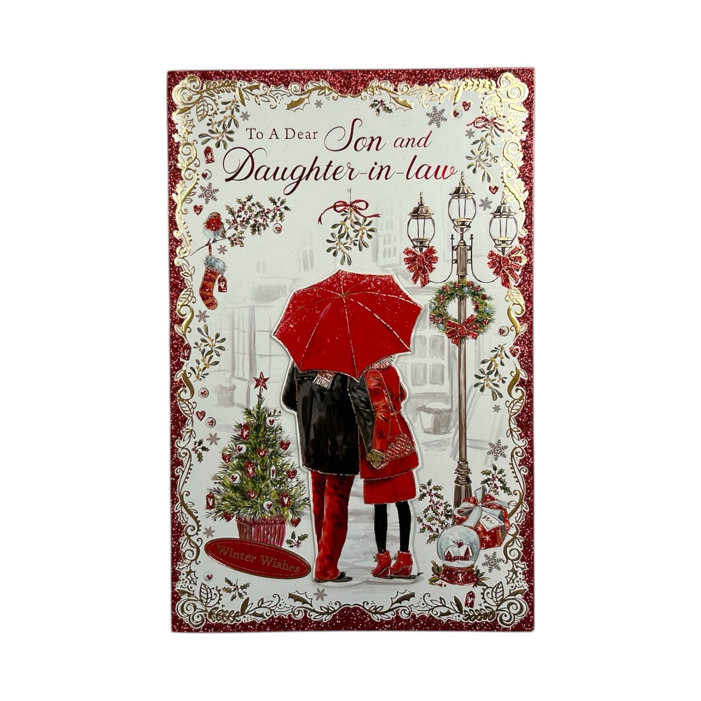 Romantic Couple Design To Son and Daughter In Law Christmas Card