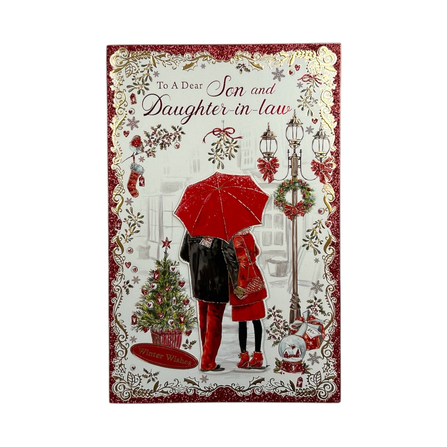 Romantic Couple Design To Son and Daughter In Law Christmas Card