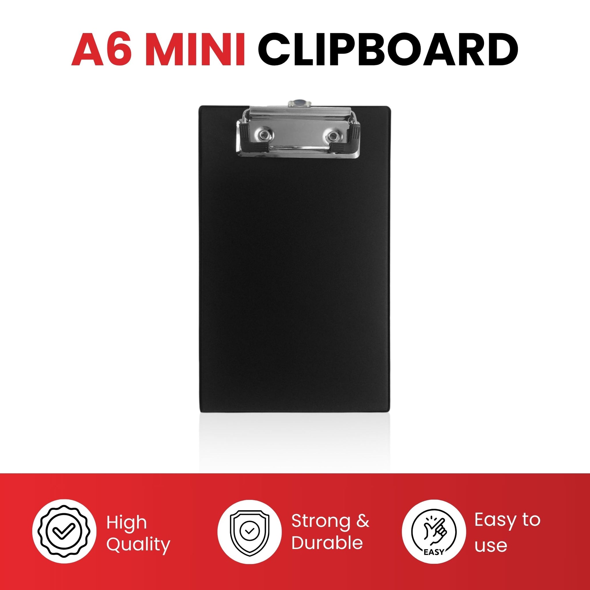 Black Mini Clipboard - Small Pocket A6 Clip Board