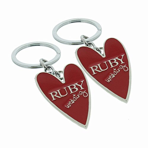 Wendy Jones Blackett Designer Ruby anniversary Set of 2 Keyrings
