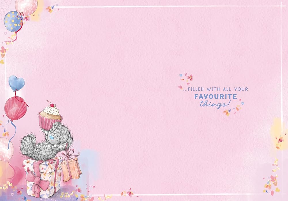 Bear Stood On Present Holding Presents Birthday Card