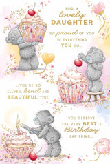 Bear With Cup Cake Lovely Daughter Birthday Card