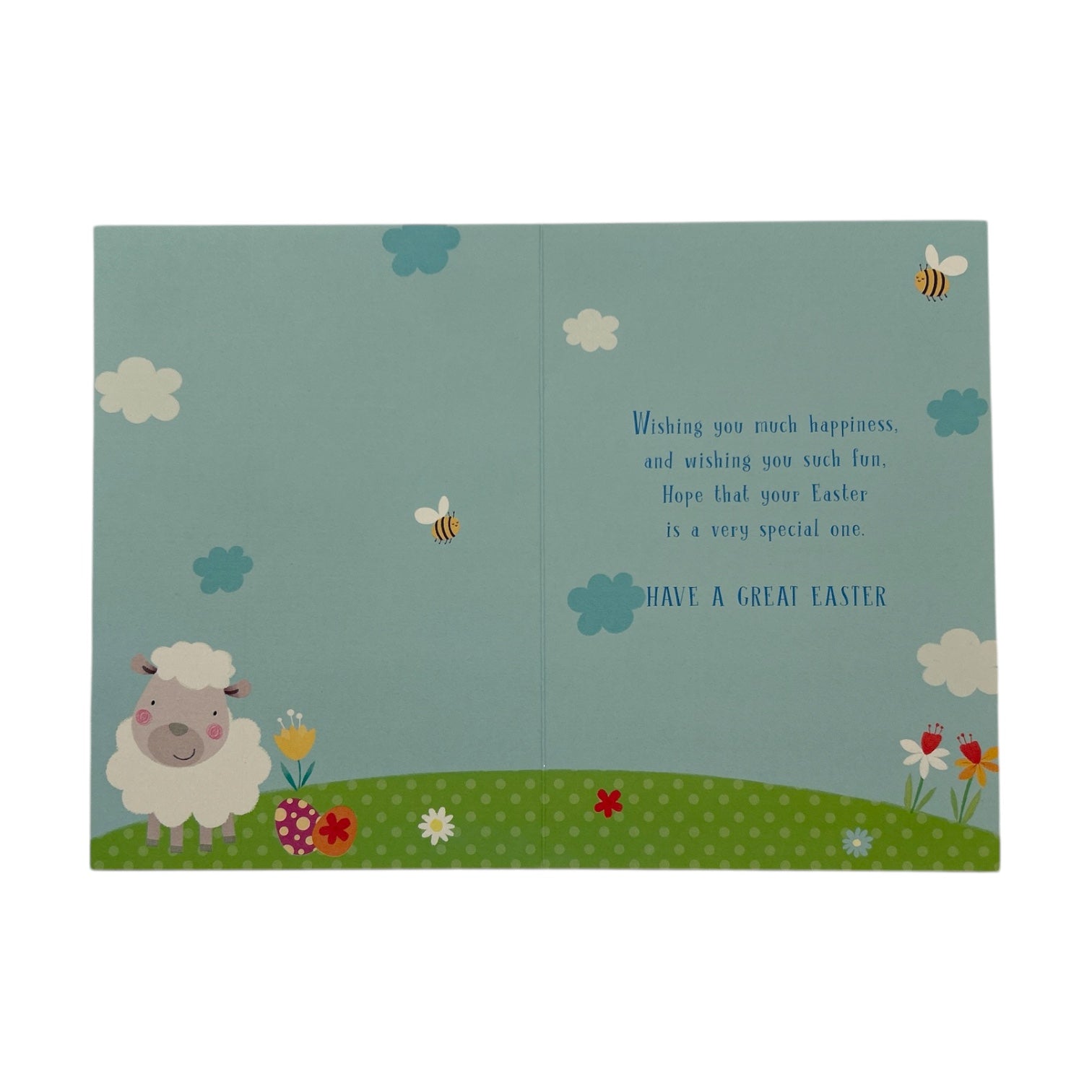 Cute Lamb with Bees Design Open Easter Card