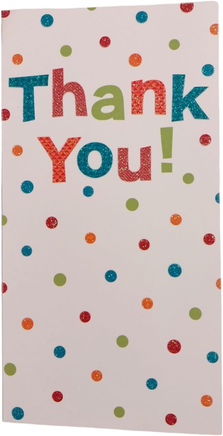 8 Pack Glitter Finished Thank You Cards with Spots
