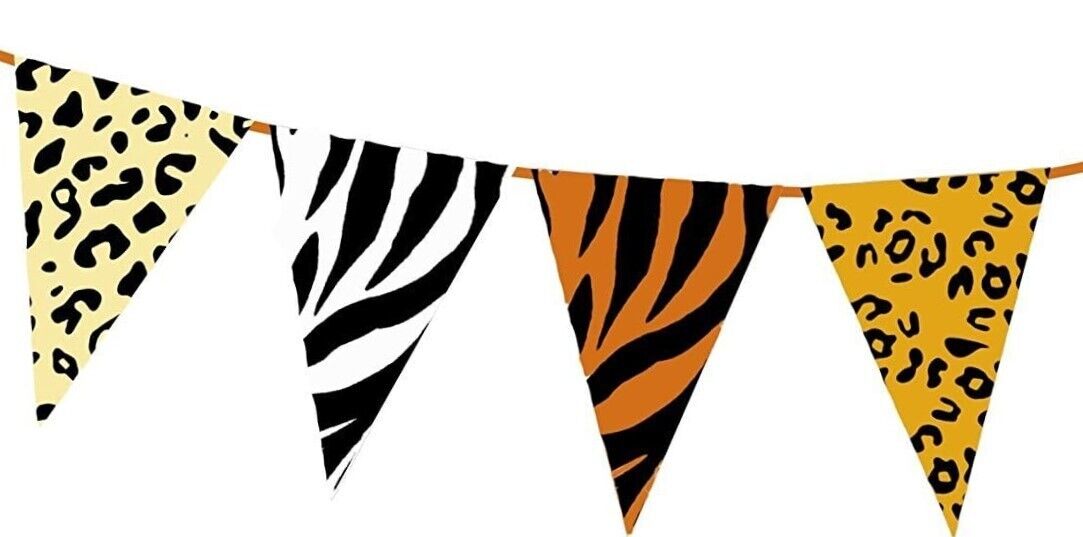C1016 Animal Print Bunting 10m with 20 Pennants