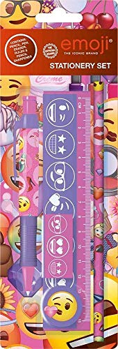 Emoji Stationery Set in Blister Pack - Pink & Purple
