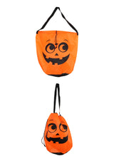 Single Orange Pumpkin Halloween Bag with Drawstring