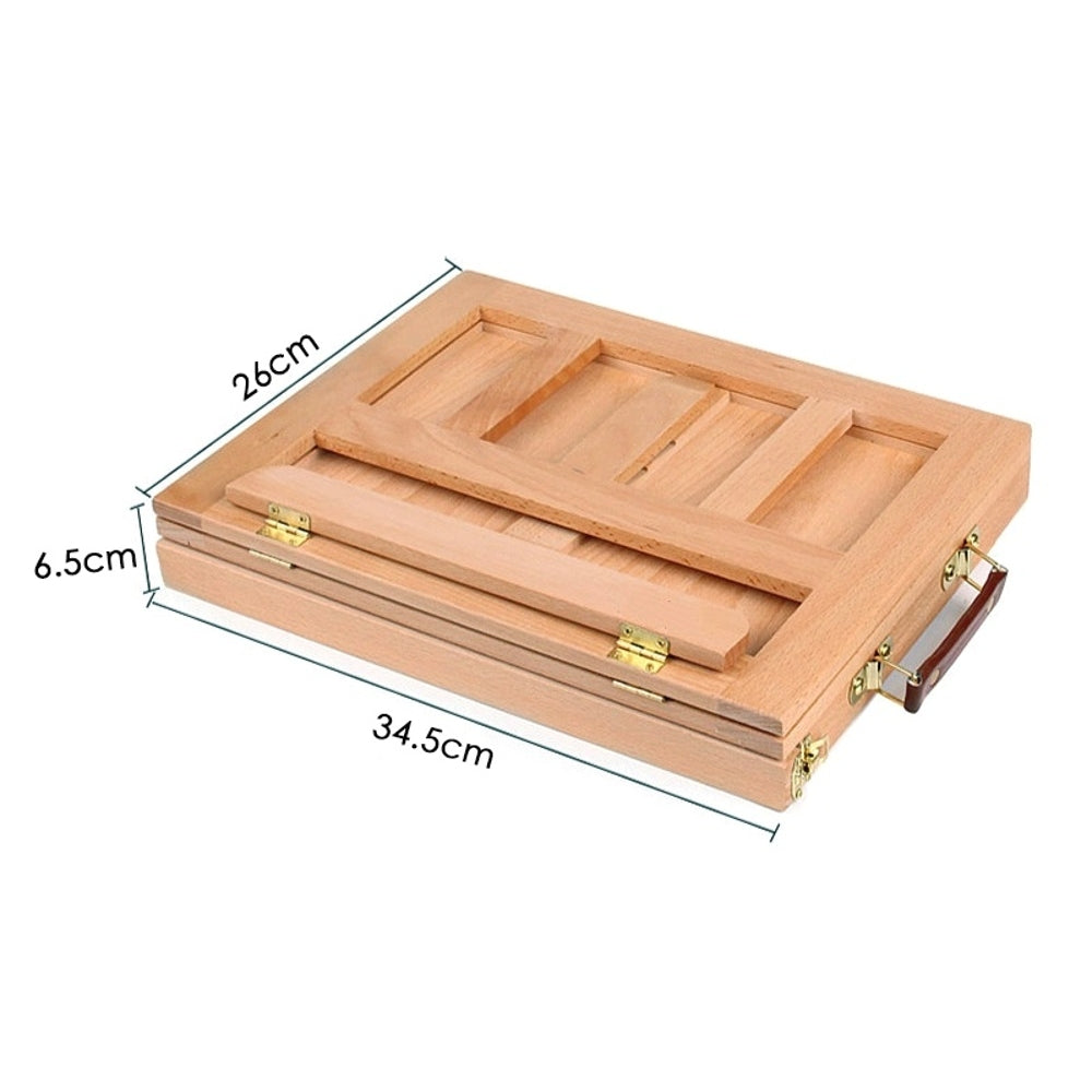 Desktop Art Beech Wood Painting Stand Display Easel with Storage 34.5 x 26 x 6.5cm