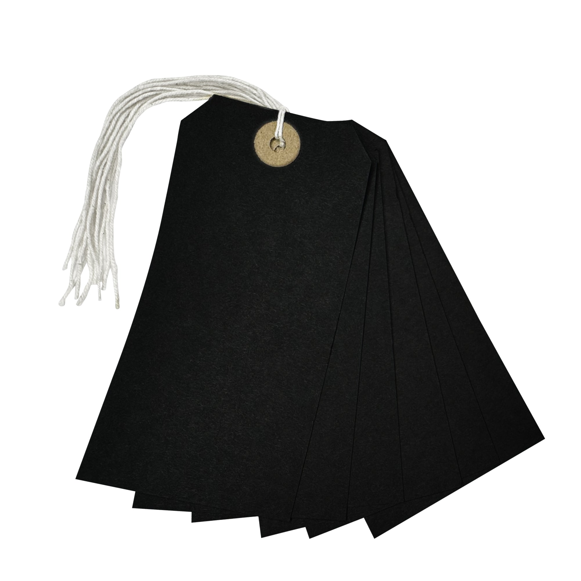 Pack of 50 Black Strung Tags 120mm x 60mm