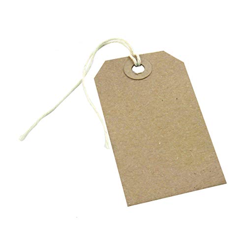 Box of 1000 Brown Buff Strung Tags 134mm x 67mm