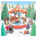 Pack of 10 Whimsical Market Design Square Christmas Cards With Envelopes
