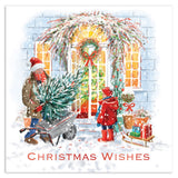 Pack of 12 Front Door Scence Square Christmas Cards With Envelope