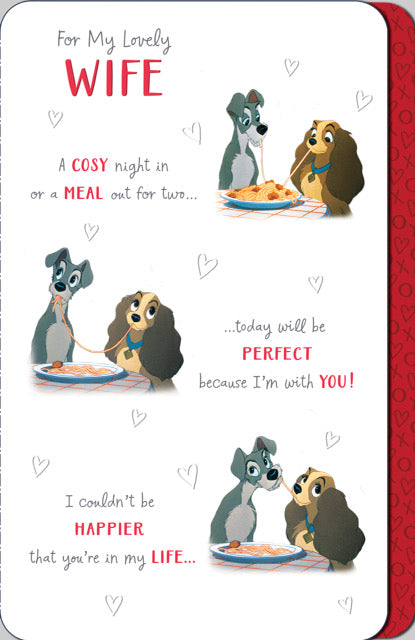 Wife Valentine's Day Card Romantic Lady and The Tramp 