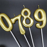 9 Number Gold-Plated Candle For Birthday Party