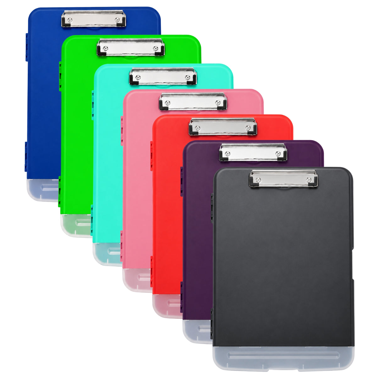 A4 Black Plastic Clipboard Box File With Pencil Holder - Storage Filing Case
