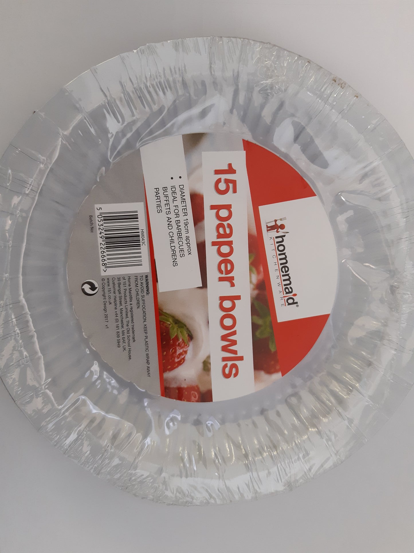 Pack of 15 White Paper Bowls (19cm) {DC}