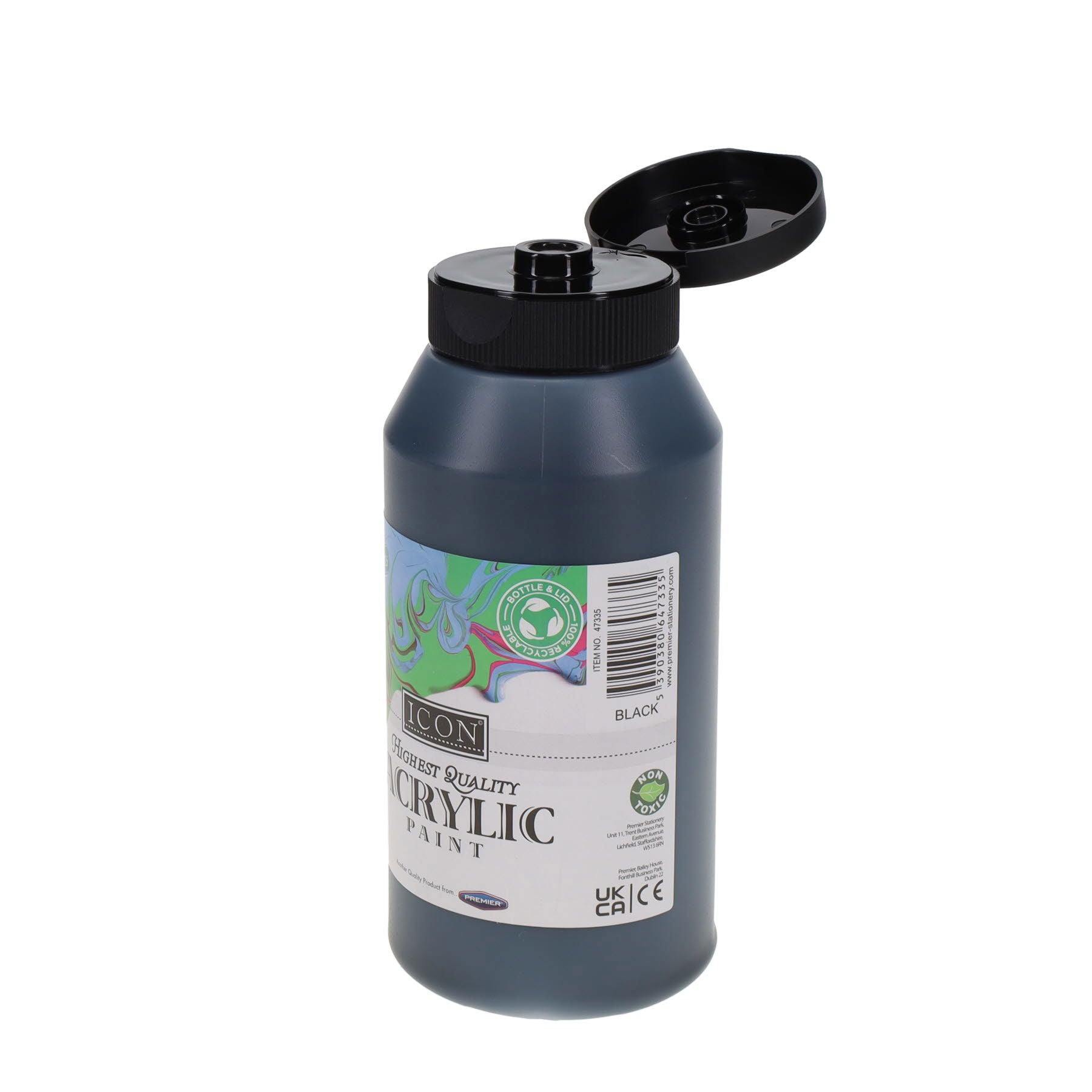 500ml Black Acrylic Paint By Icon