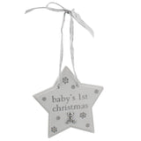 Bambino Baby's 1st Christmas Star Plaque Decoration with cute teddy bear icon