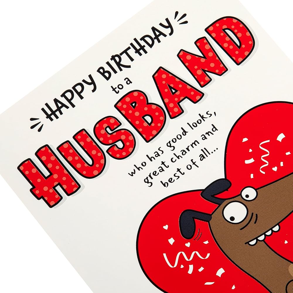 Dog Illustration Pop Up Design Funny Husband Birthday Card