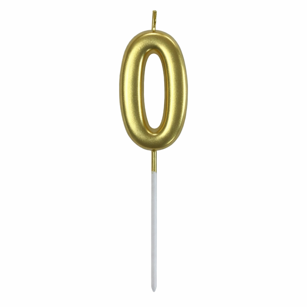 0 Number Gold-Plated Candle For Birthday Party