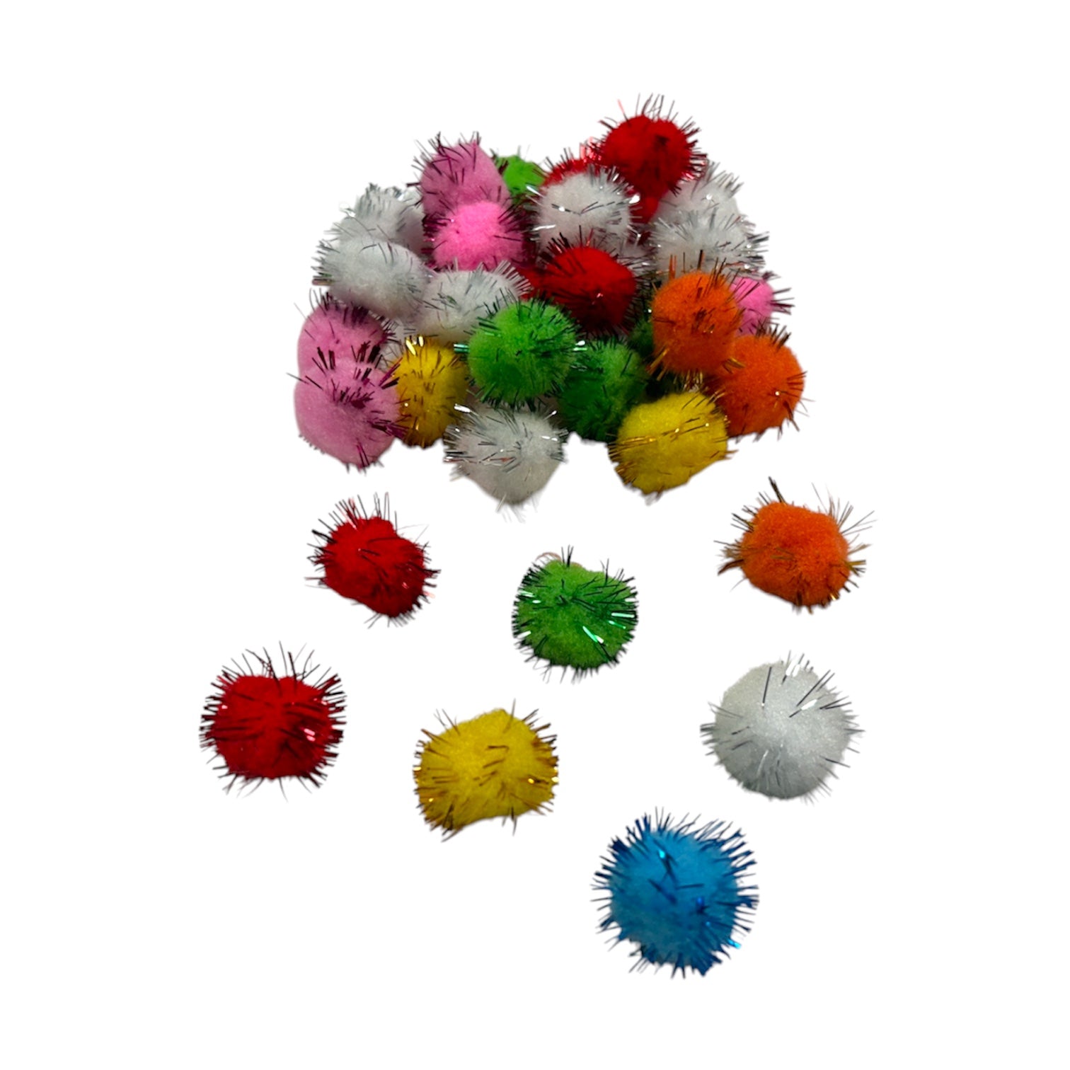 Bag of 35 Pieces 2cm Colorful Flash Pom Pom Balls
