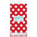 Ruby Red Dots Rectangular Plastic Table Cover, 54"x108"