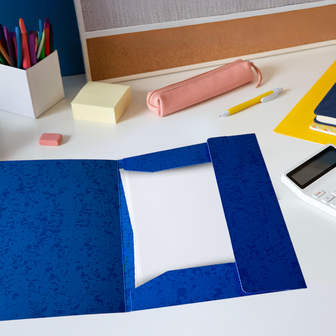 Pack of 12 A4 Assorted Colour Card 3 Flap Folders with Elastic Closure