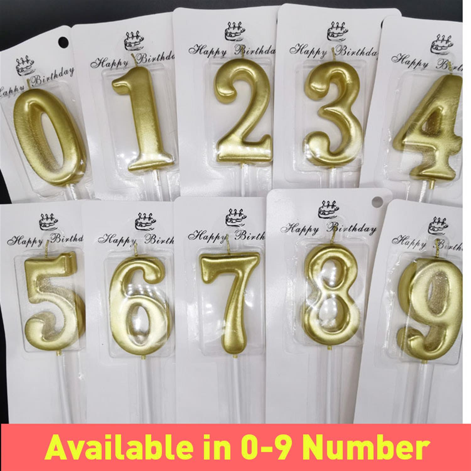 4 Number Gold-Plated Candle For Birthday Party