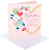  Nan Birthday Card Gold Heart Flowers Design