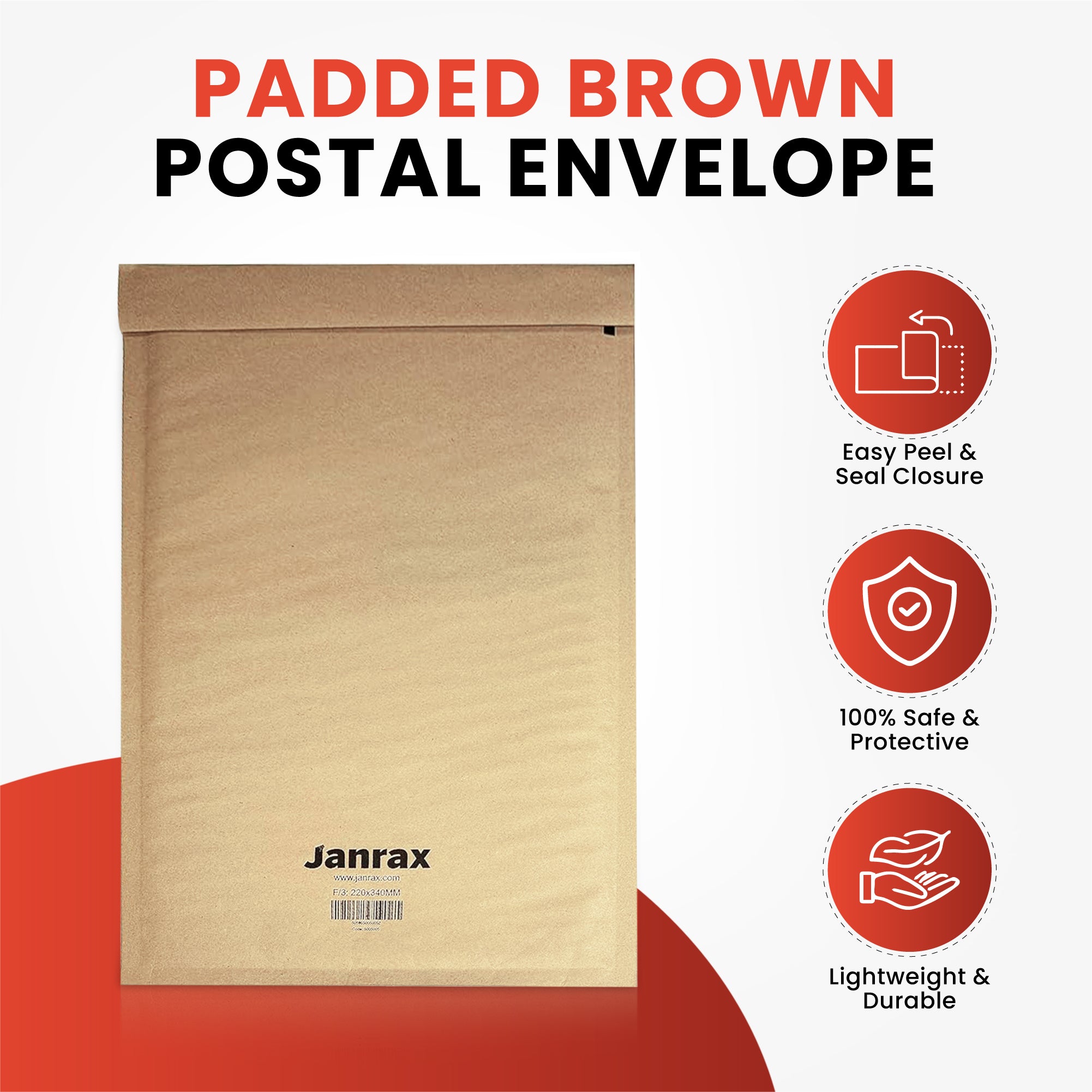 Bubble Lined Size 3/F Padded Brown Postal Envelope by Janrax