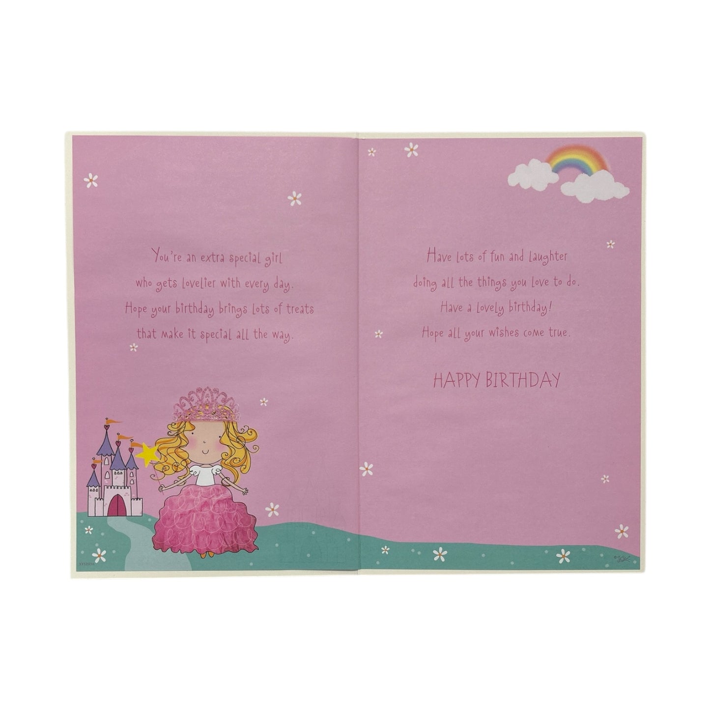 Daughter Age 3 Princess With Magic Wand Juvenile Birthday Card With Badge