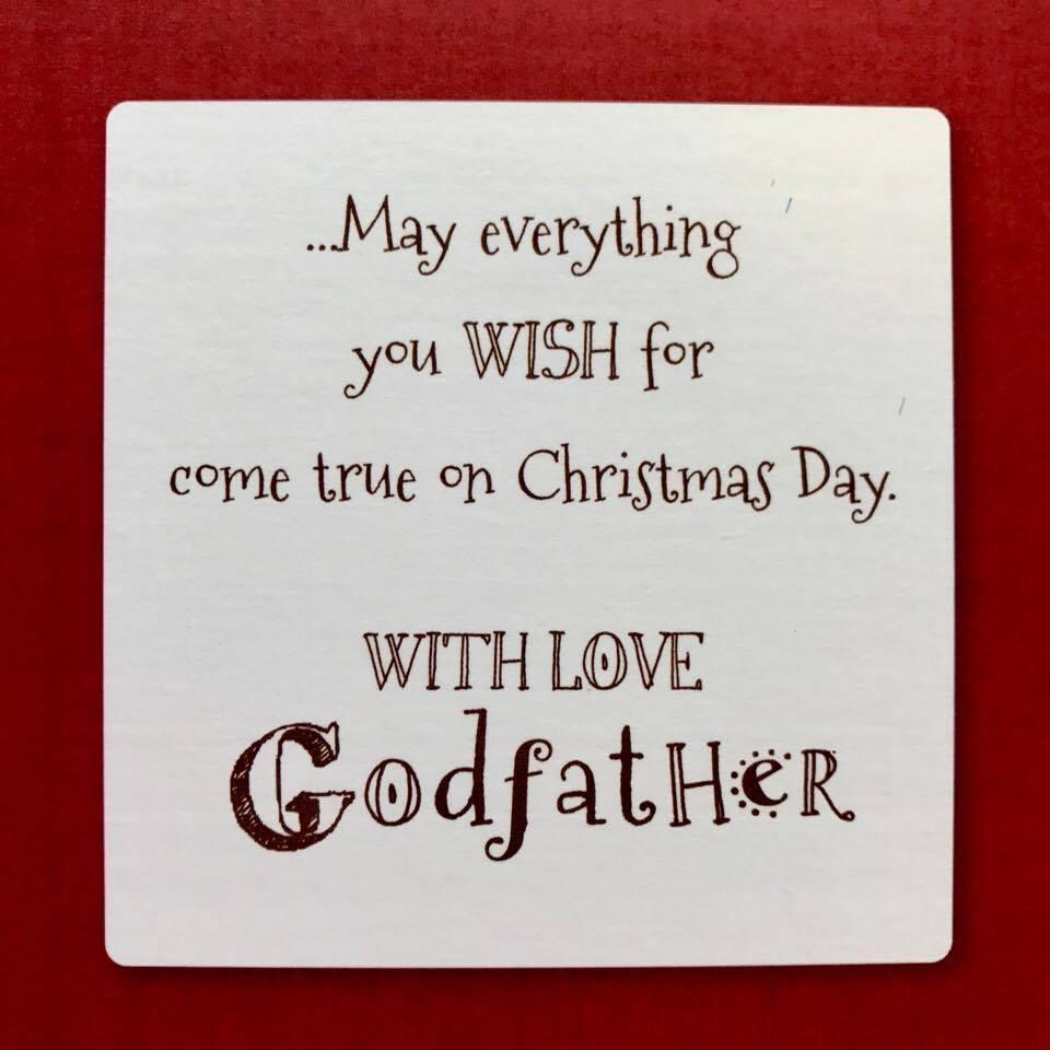 Godfather At Xmas - Cute Gold Foil Quality Christmas Greeting Card