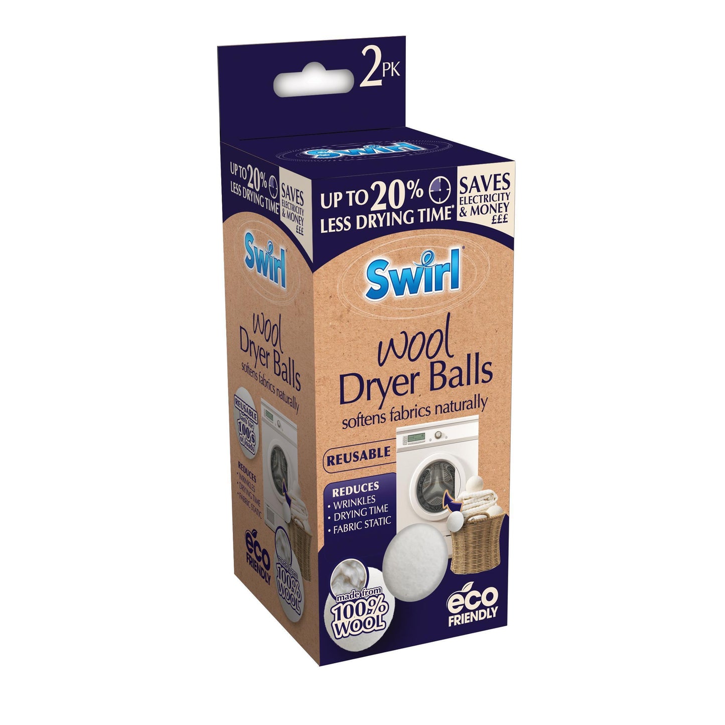 Pack of 2 Swirl Wool Dryer Balls
