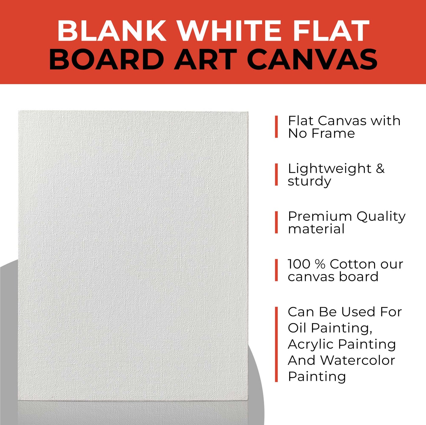Set of 10 Assorted Sizes Blank White Flat Stretched Board Art Canvas By Janrax