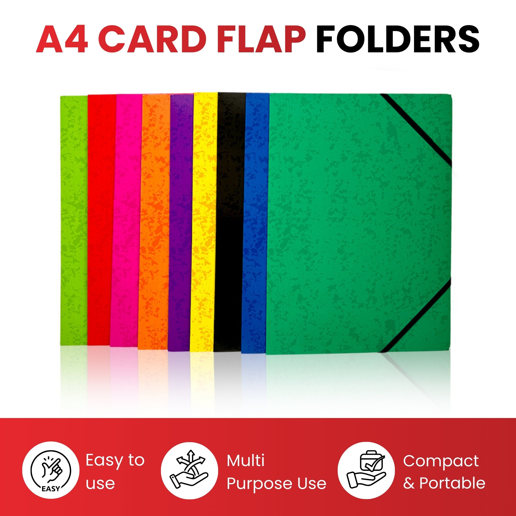 A4 Green Card 3 Flap Folder With Elastic Closure