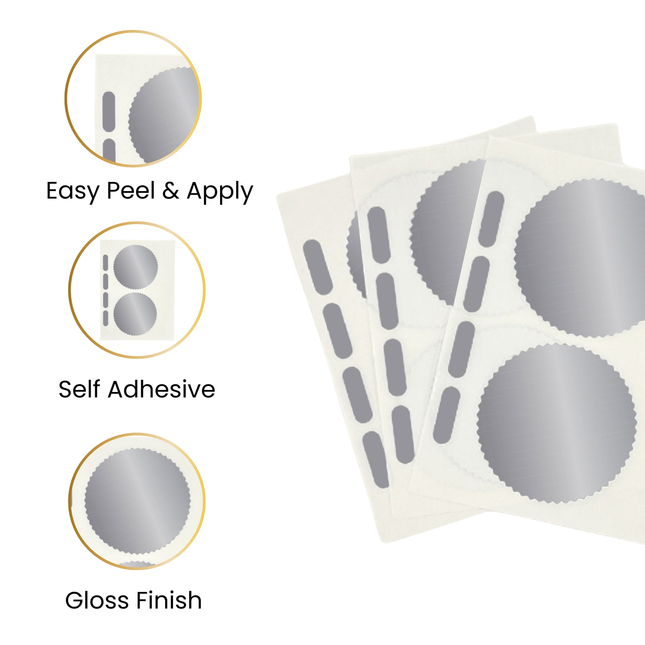 Pack of 6 Silver Foil Company Seals Labels 50mm