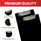 A5 Black Solid Plastic Clipboard - with Ruled Side