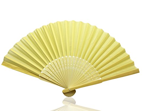 Ivory Fabric Hand Held Bamboo Wooden Fan