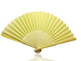 Ivory Fabric Hand Held Bamboo Wooden Fan