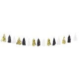 9ft Gold, Black and White Tissue Tassel Garland