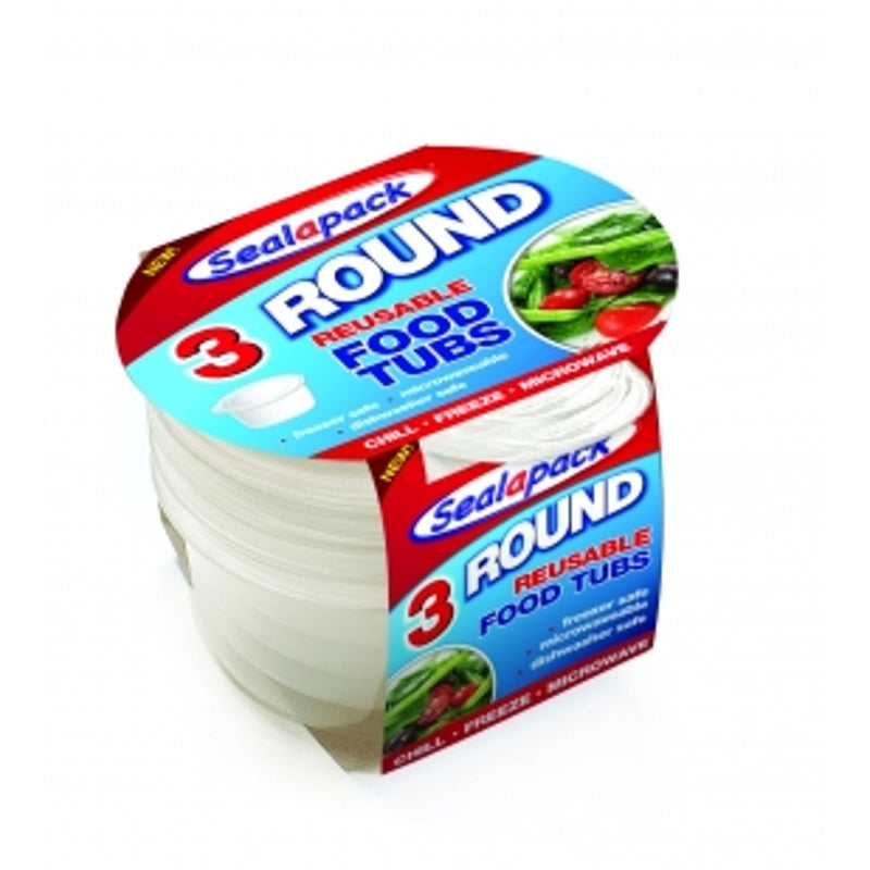 Pack of 3 10cm Dia. Round Food Tubs
