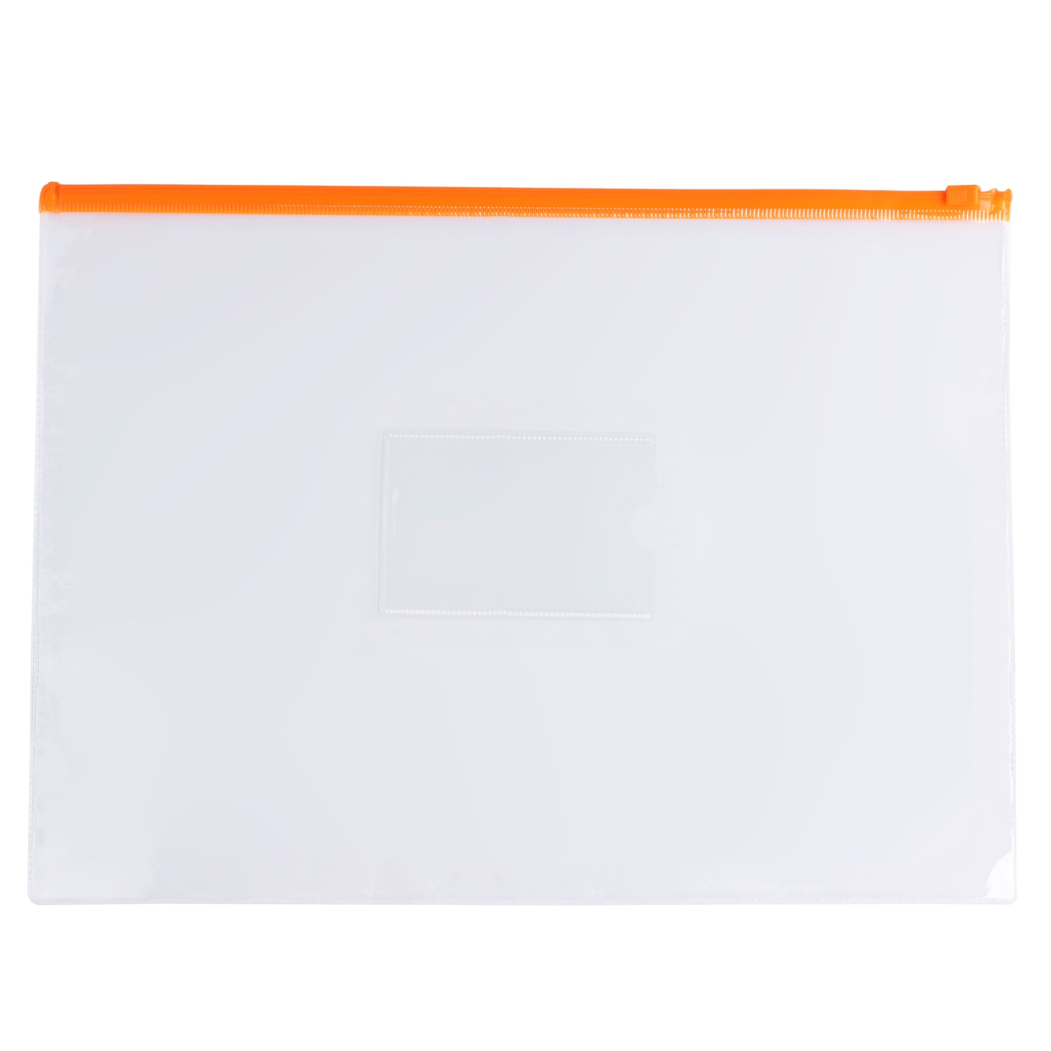 Pack of 12 A4 Clear Zippy Bags with Orange Zip