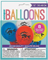 Pack of 8 Ahoy Pirate 12" Latex Balloons