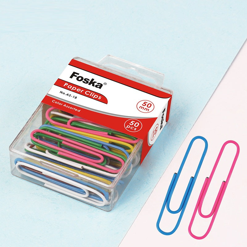Pack of 100 Assorted Coloured Paper Clips 33mm